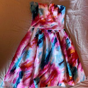 Aqua flowered dress size M new